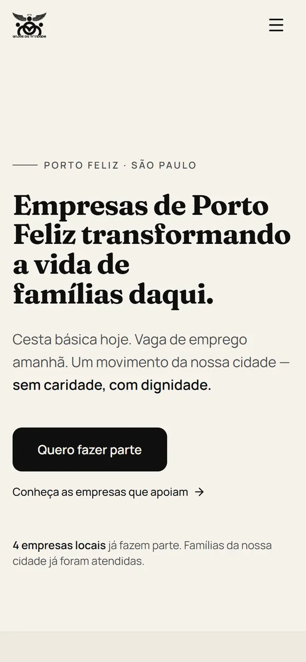 Site Anjos da Trindade no celular