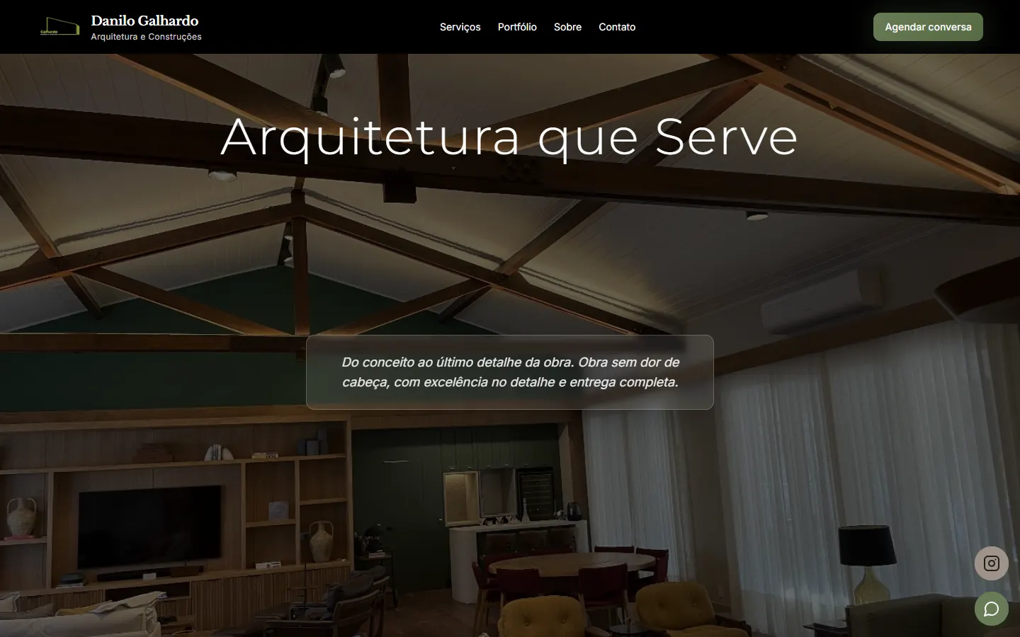 Página inicial do site Galhardo Construções no computador
