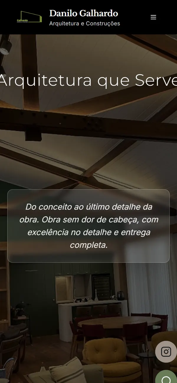 Site Galhardo Construções no celular